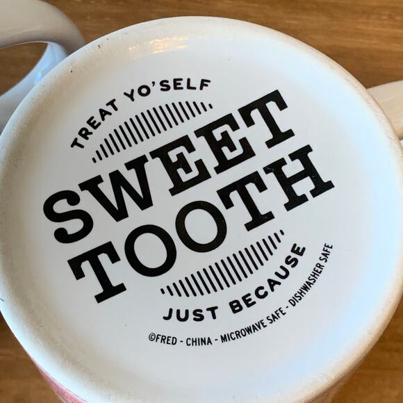 Fred Mug Salty Snack Sweet Tooth Coffee Tea Recipes Treat Yo’self Just Because - Picture 8 of 8